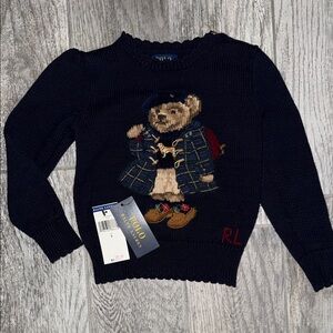 Ralph Lauren Navy Blue Sweater with Bear Design